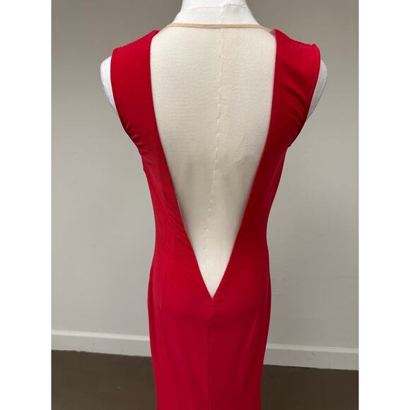 Jovani Sleeveless Plunge V-Neck Fitted Maxi Evening Gown Red Women’s Size 2 - Picture 5 of 9